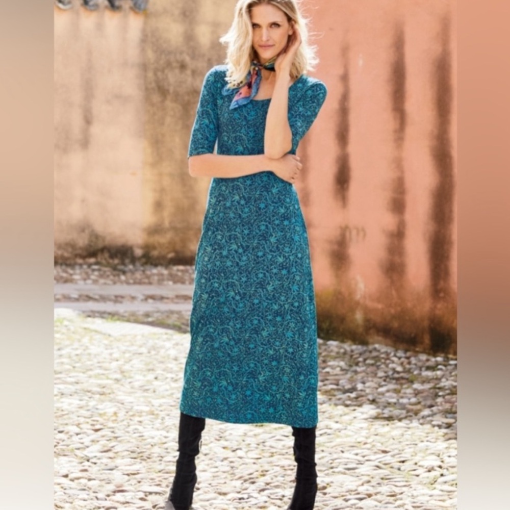 Peruvian Connection Byzantine Teal Patterned Midi… - image 1